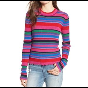 BP. Ribbed Lettuce Edge Stripe Sweater NWT